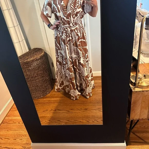 Anthropologie Brown and White Patterned Somerset Dress - Picture 2 of 8